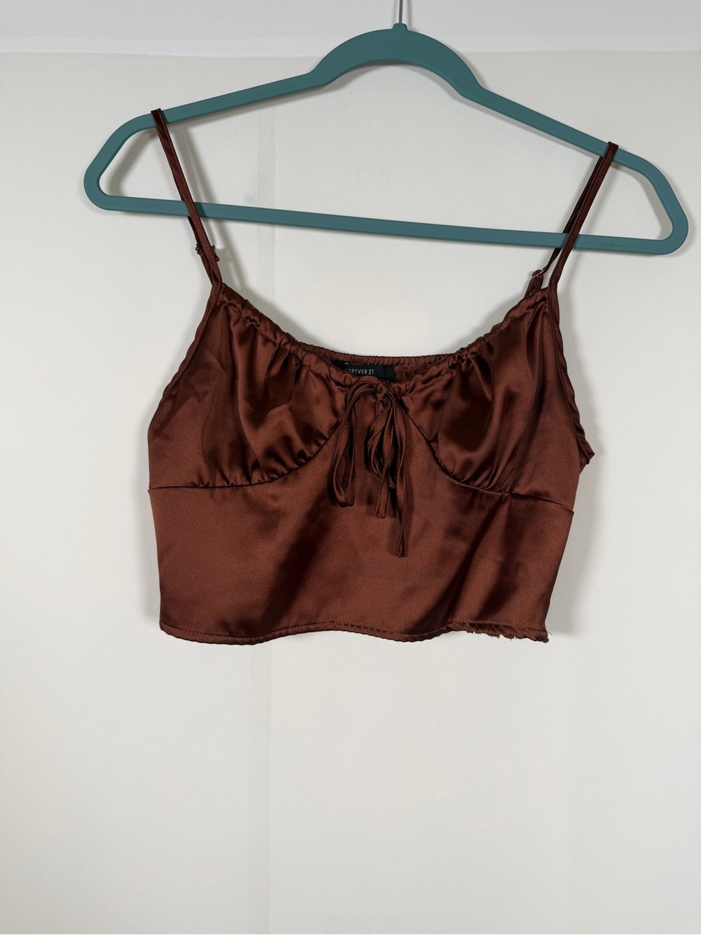 Y2K Inspired Babydoll Coquette Smocked Brown Cropped Cami with Tie Front